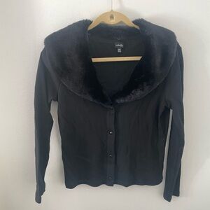 Fur Collar Cardigan